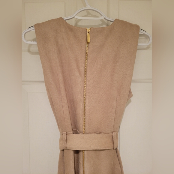 CALVIN KLEIN FAUX SUEDE Sleeveless Dress Tan Sz 8 *LIKE NEW* - Picture 6 of 9